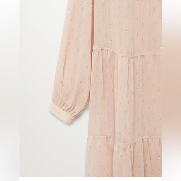 Mango nude pink Metallic details dress size small - Picture 3 of 15